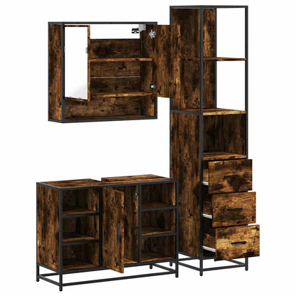 vidaXL 3 Piece Bathroom Furniture Set Smoked Oak Engineered Wood 6
