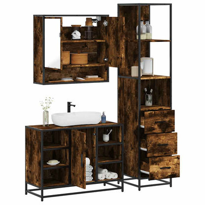 vidaXL 3 Piece Bathroom Furniture Set Smoked Oak Engineered Wood 1