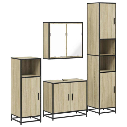vidaXL 4 Piece Bathroom Furniture Set Sonoma Oak Engineered Wood 2