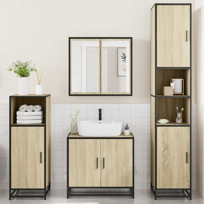 vidaXL 4 Piece Bathroom Furniture Set Sonoma Oak Engineered Wood 3