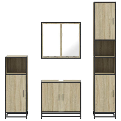 vidaXL 4 Piece Bathroom Furniture Set Sonoma Oak Engineered Wood 5