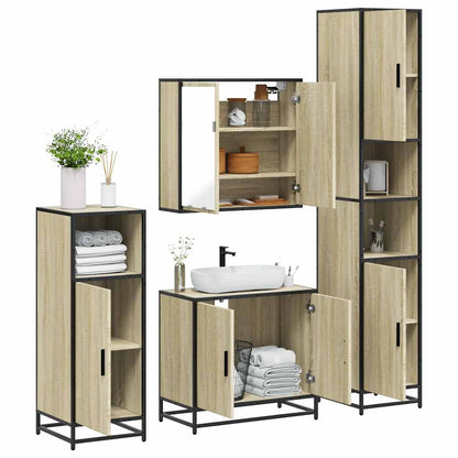 vidaXL 4 Piece Bathroom Furniture Set Sonoma Oak Engineered Wood 1