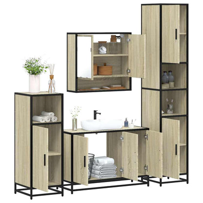 4 Piece Bathroom Furniture Set Engineered Wood Sonoma oak