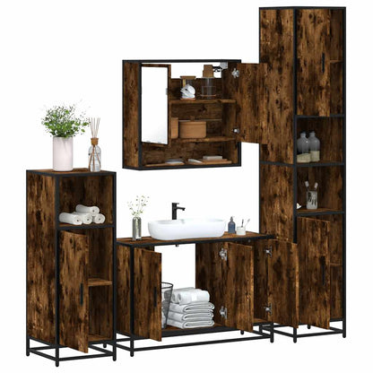 4 Piece Bathroom Furniture Set Engineered Wood Smoked oak