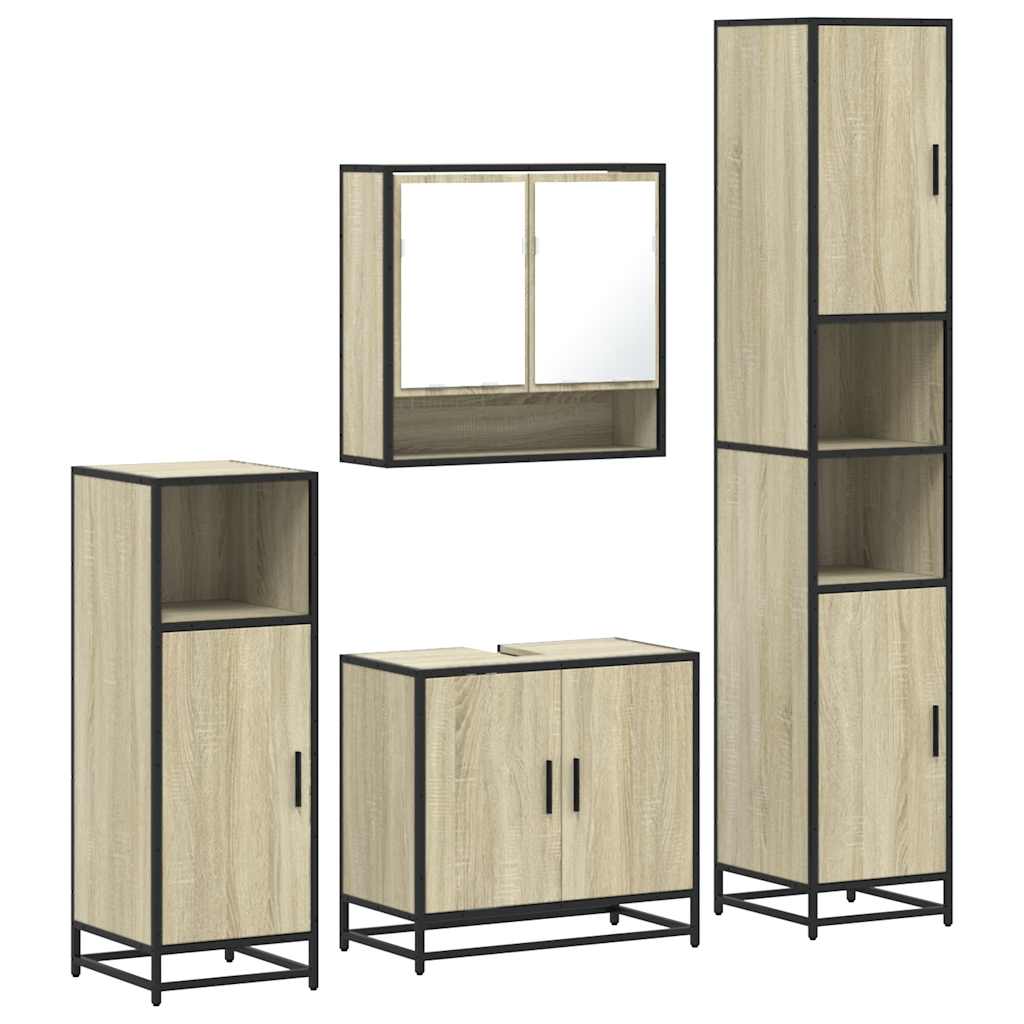 vidaXL 4 Piece Bathroom Furniture Set Sonoma Oak Engineered Wood 2
