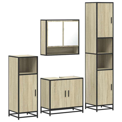 vidaXL 4 Piece Bathroom Furniture Set Sonoma Oak Engineered Wood 2