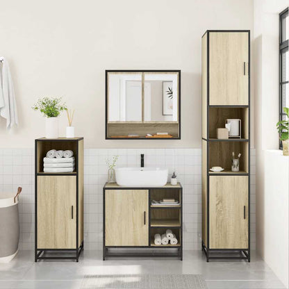 vidaXL 4 Piece Bathroom Furniture Set Sonoma Oak Engineered Wood 3