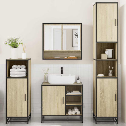 vidaXL 4 Piece Bathroom Furniture Set Sonoma Oak Engineered Wood 4