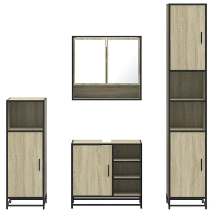 vidaXL 4 Piece Bathroom Furniture Set Sonoma Oak Engineered Wood 5