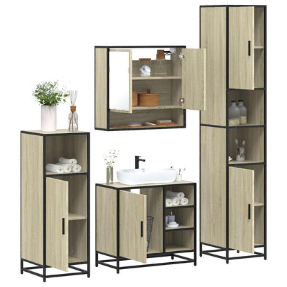 vidaXL 4 Piece Bathroom Furniture Set Sonoma Oak Engineered Wood 1