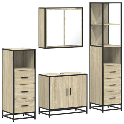 vidaXL 4 Piece Bathroom Furniture Set Sonoma Oak Engineered Wood 2
