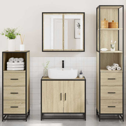vidaXL 4 Piece Bathroom Furniture Set Sonoma Oak Engineered Wood 4