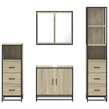 vidaXL 4 Piece Bathroom Furniture Set Sonoma Oak Engineered Wood 5