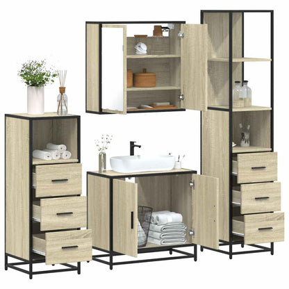 vidaXL 4 Piece Bathroom Furniture Set Sonoma Oak Engineered Wood 1