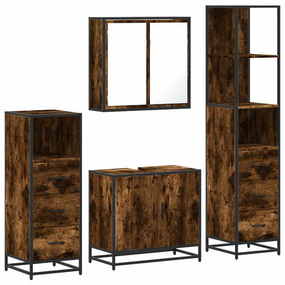 vidaXL 4 Piece Bathroom Furniture Set Smoked Oak Engineered Wood 2