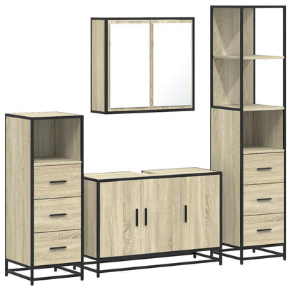 vidaXL 4 Piece Bathroom Furniture Set Sonoma Oak Engineered Wood 2