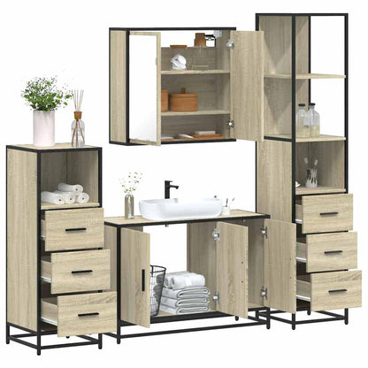 vidaXL 4 Piece Bathroom Furniture Set Sonoma Oak Engineered Wood 1