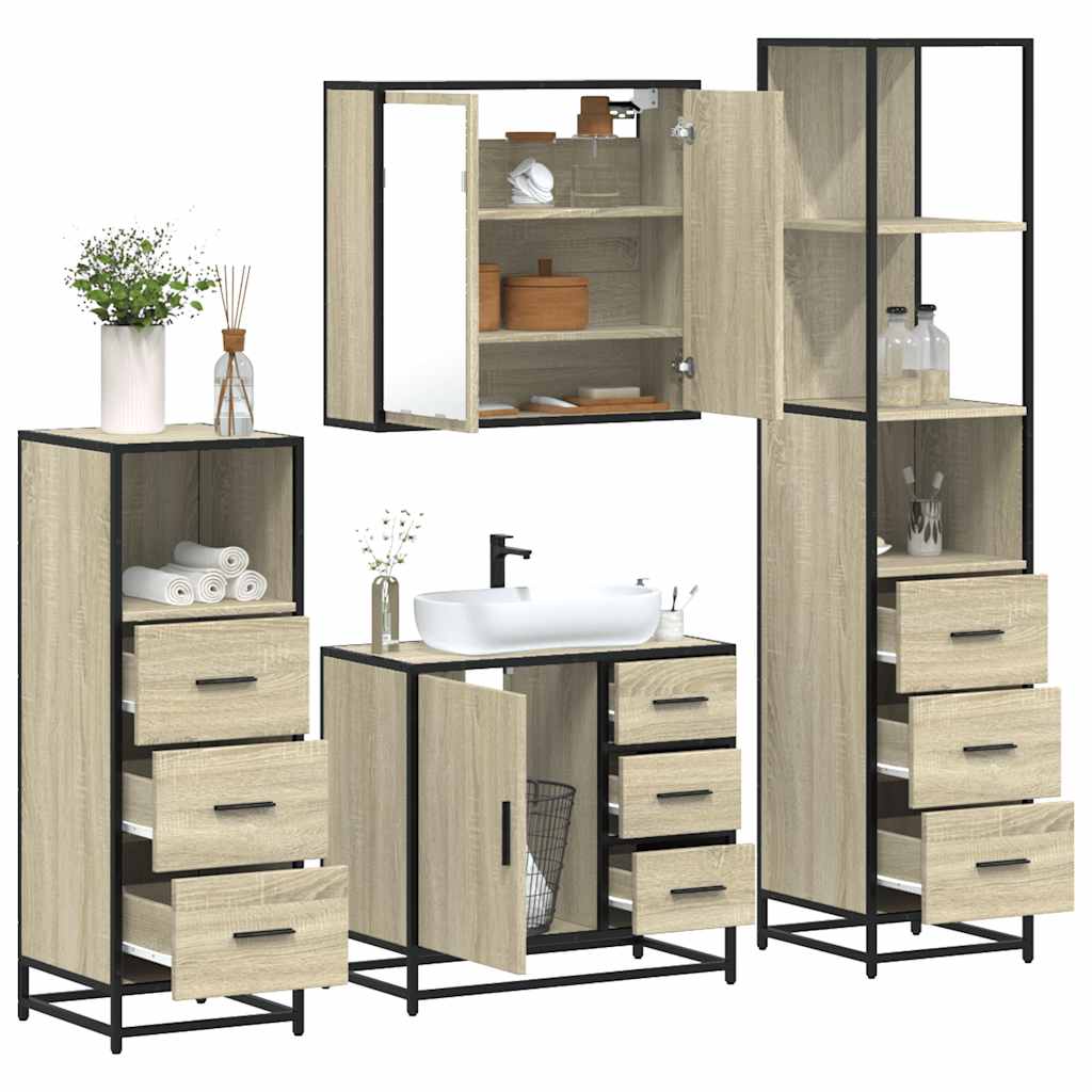 vidaXL Bathroom Furniture Set 4 pcs Engineered Wood