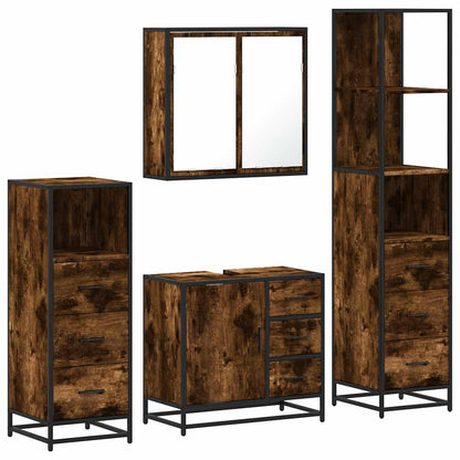 vidaXL 4 Piece Bathroom Furniture Set Smoked Oak Engineered Wood 2