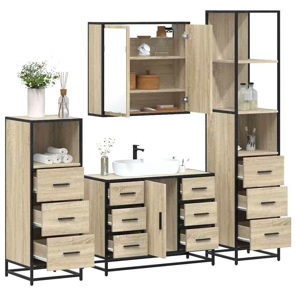 Bathroom Furniture Set 4 pcs Engineered Wood Sonoma oak