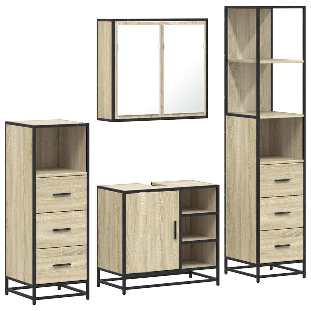 Bathroom Furniture Set 4 pcs Engineered Wood Sonoma oak
