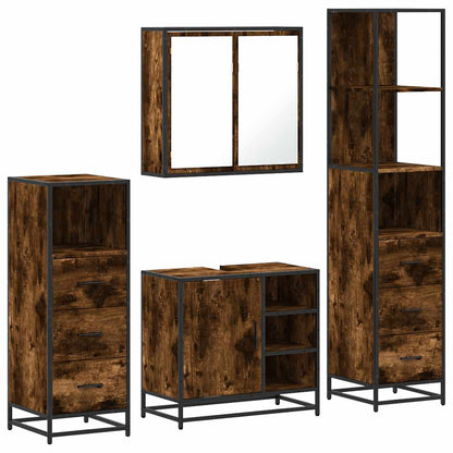 vidaXL 4 Piece Bathroom Furniture Set Smoked Oak Engineered Wood 2