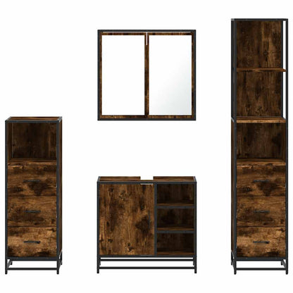 vidaXL 4 Piece Bathroom Furniture Set Smoked Oak Engineered Wood 5