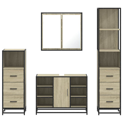 vidaXL 4 Piece Bathroom Furniture Set Sonoma Oak Engineered Wood 5