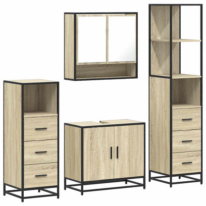vidaXL 4 Piece Bathroom Furniture Set Sonoma Oak Engineered Wood 2