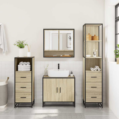 vidaXL 4 Piece Bathroom Furniture Set Sonoma Oak Engineered Wood 3
