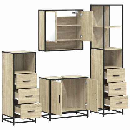vidaXL 4 Piece Bathroom Furniture Set Sonoma Oak Engineered Wood 6