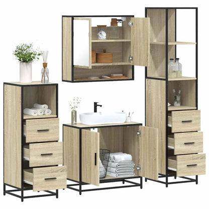 vidaXL 4 Piece Bathroom Furniture Set Sonoma Oak Engineered Wood 1