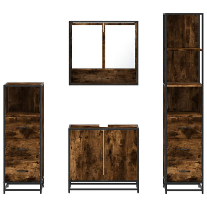 vidaXL 4 Piece Bathroom Furniture Set Smoked Oak Engineered Wood 5