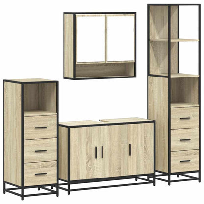 vidaXL 4 Piece Bathroom Furniture Set Sonoma Oak Engineered Wood 2
