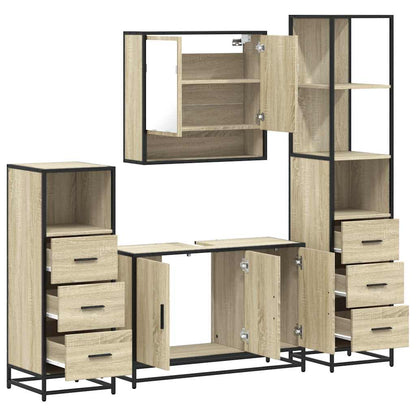 vidaXL 4 Piece Bathroom Furniture Set Sonoma Oak Engineered Wood 6