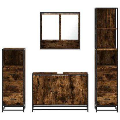 vidaXL 4 Piece Bathroom Furniture Set Smoked Oak Engineered Wood 5