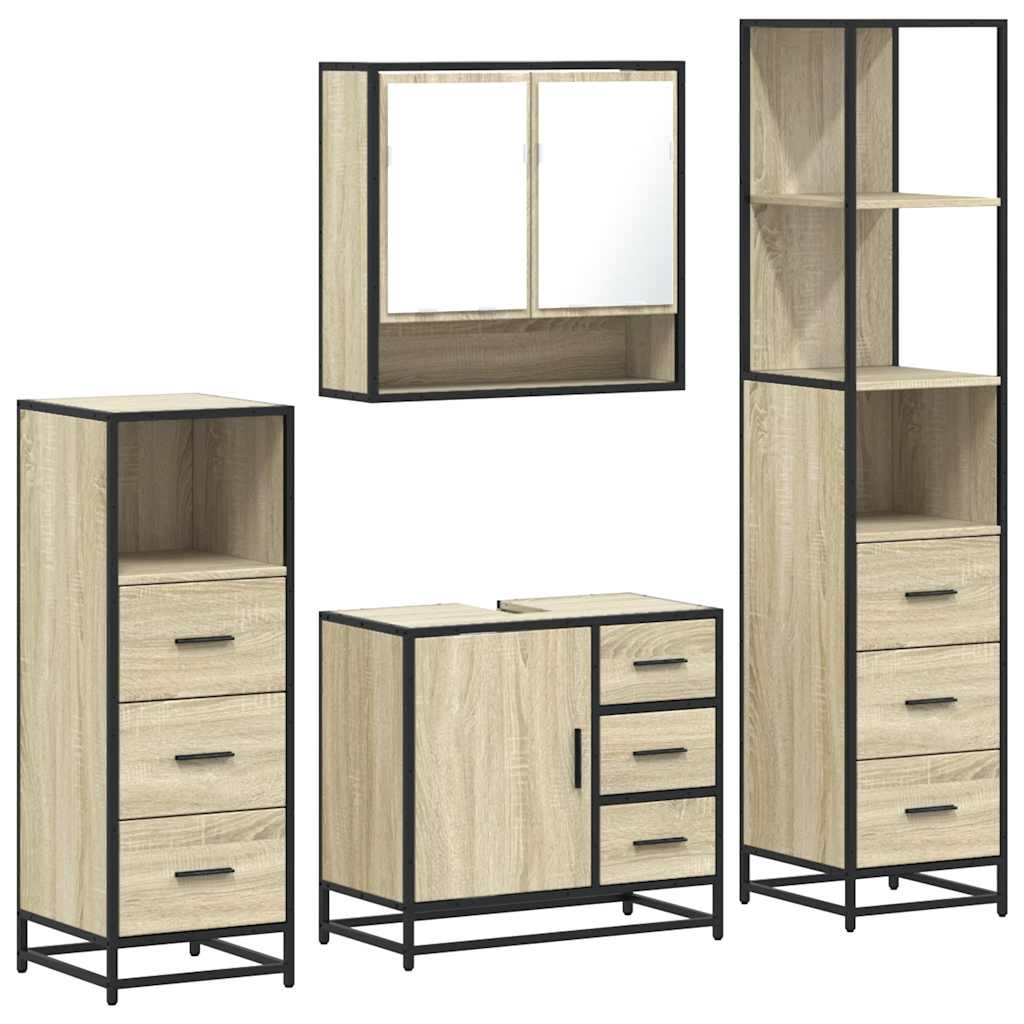 Bathroom Furniture Set 4 pcs Engineered Wood Sonoma oak