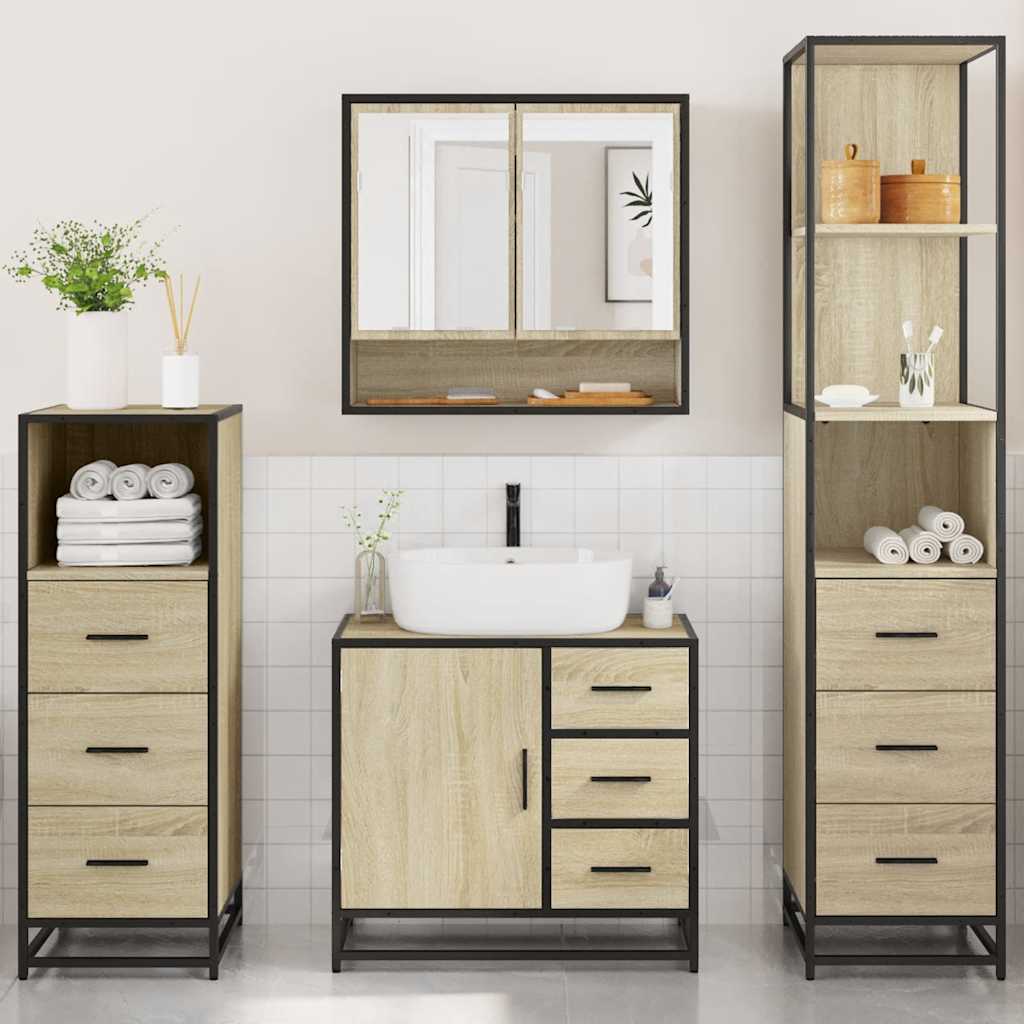 Bathroom Furniture Set 4 pcs Engineered Wood Sonoma oak