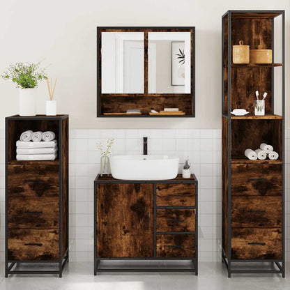 vidaXL 4 Piece Bathroom Furniture Set Smoked Oak Engineered Wood 3