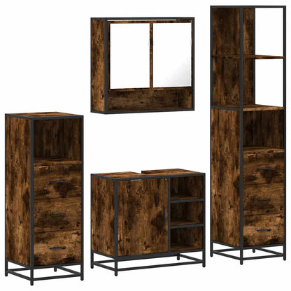 vidaXL 4 Piece Bathroom Furniture Set Smoked Oak Engineered Wood 2