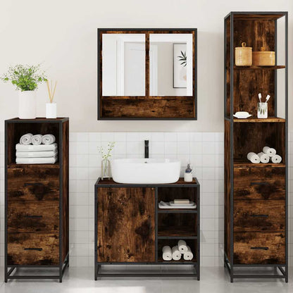 vidaXL 4 Piece Bathroom Furniture Set Smoked Oak Engineered Wood 3