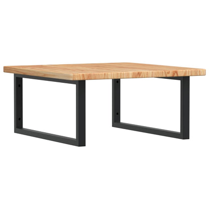 Basin Shelf Wall Mounted Steel and Solid Wood Oak Rectangular Width 60 cm Light brown and black