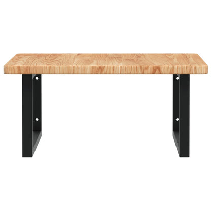 Basin Shelf Wall Mounted Steel and Solid Wood Oak Rectangular Width 60 cm Light brown and black