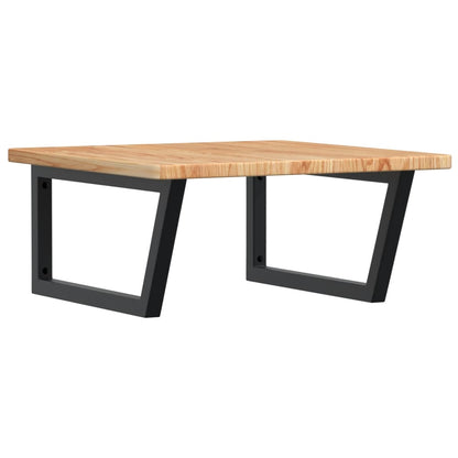 Basin Shelf Wall Mounted Steel and Solid Wood Oak Trapezium Width 60 cm Light brown and black