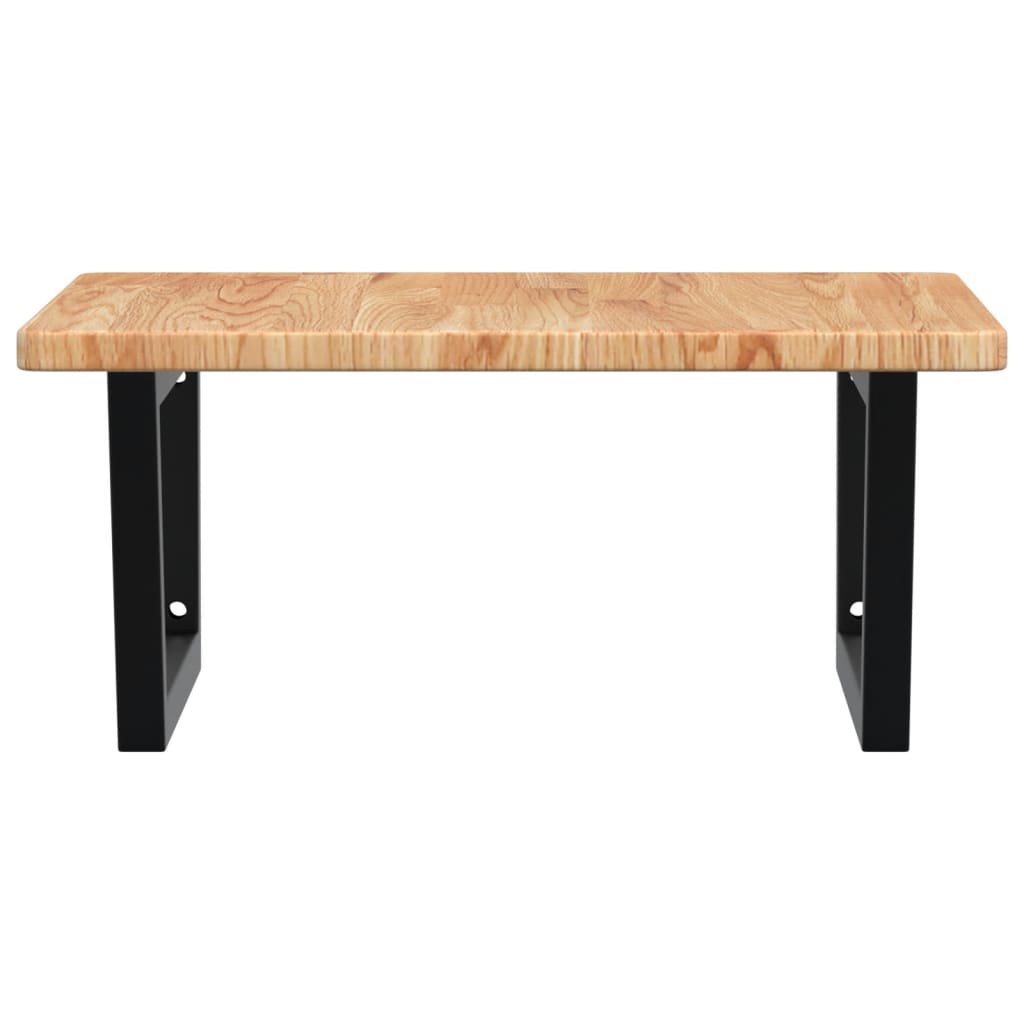 Basin Shelf Wall Mounted Steel and Solid Wood Oak Trapezium Width 60 cm Light brown and black