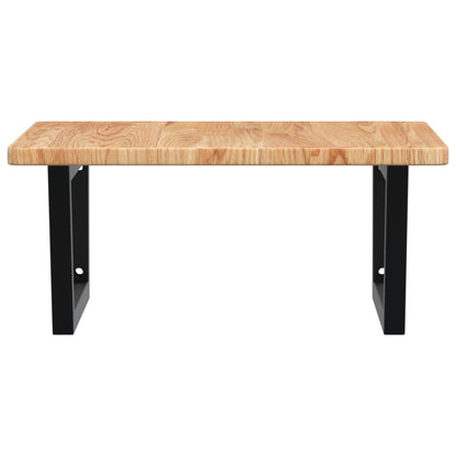 Basin Shelf Wall Mounted Steel and Solid Wood Oak Trapezium Width 60 cm Light brown and black