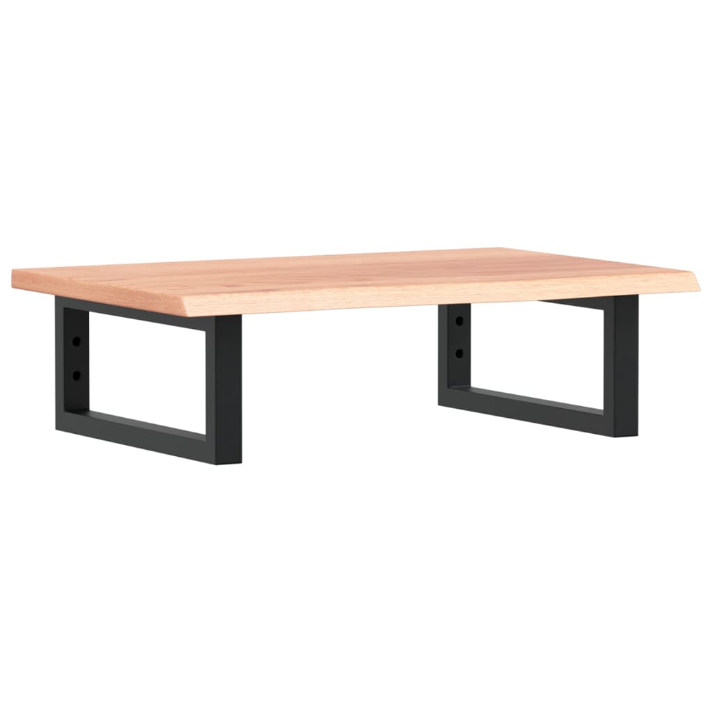 Basin Shelf Wall Mounted Steel and Solid Wood Oak Rectangular Depth 40 cm Light brown and black 60 cm