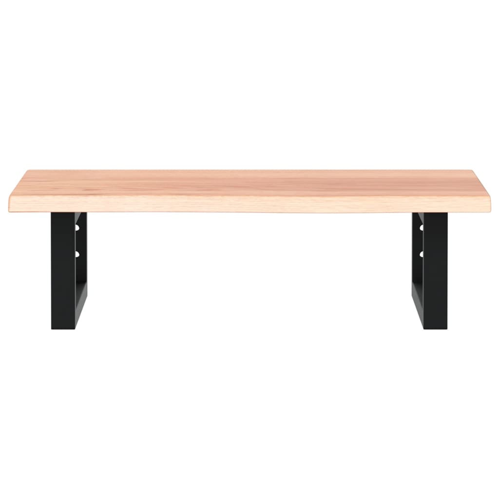 Basin Shelf Wall Mounted Steel and Solid Wood Oak Rectangular Depth 40 cm Light brown and black 60 cm