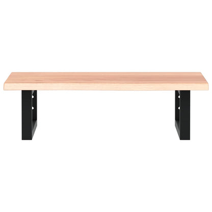 Basin Shelf Wall Mounted Steel and Solid Wood Oak Rectangular Depth 40 cm Light brown and black 60 cm
