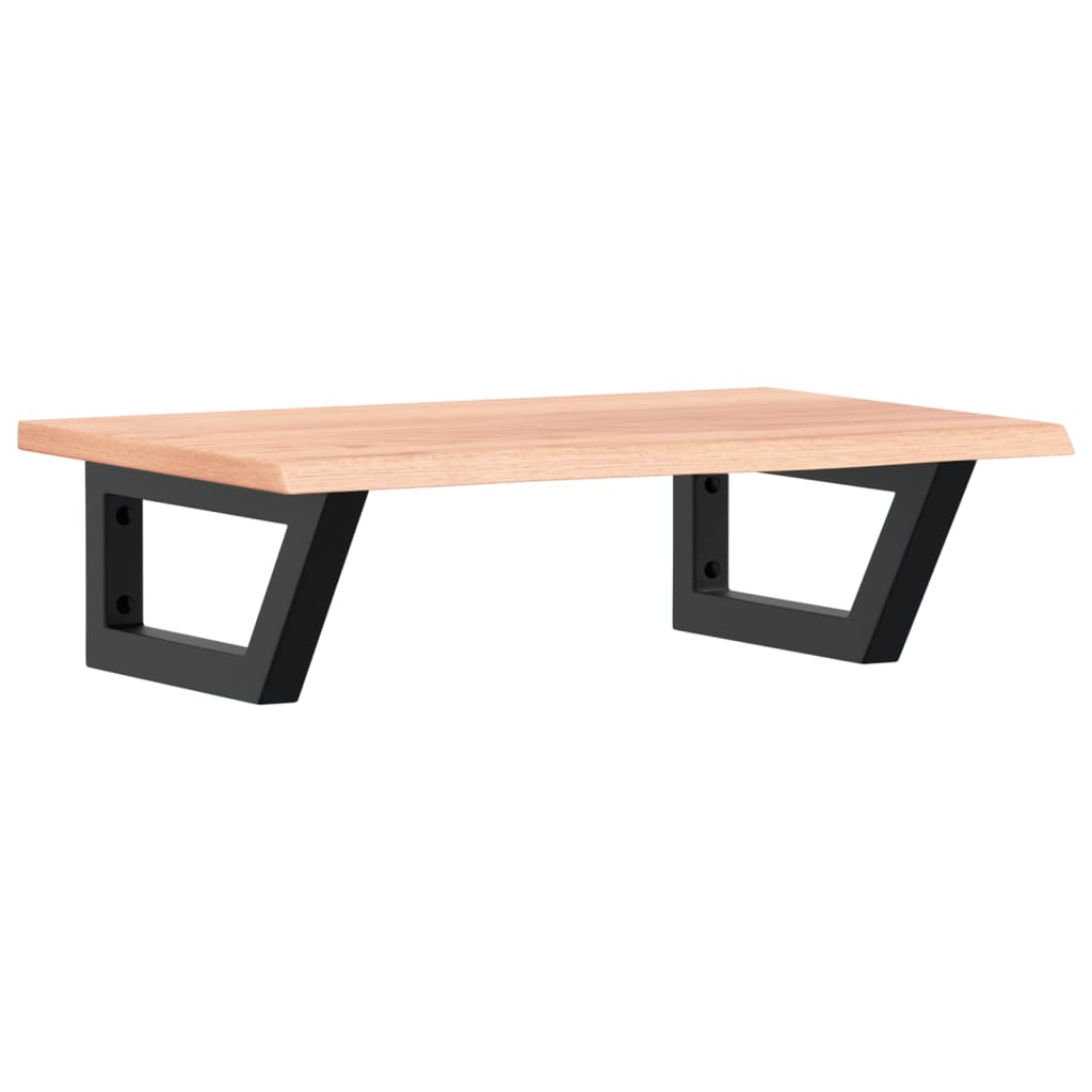 Basin Shelf Wall Mounted Steel and Solid Wood Oak Trapezium Depth 40 cm Light brown and black 60 cm